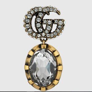 GUCCI AUTHENTIC DOUBLE G EARRINGS WITH CRYSTALS TAGS/NEW